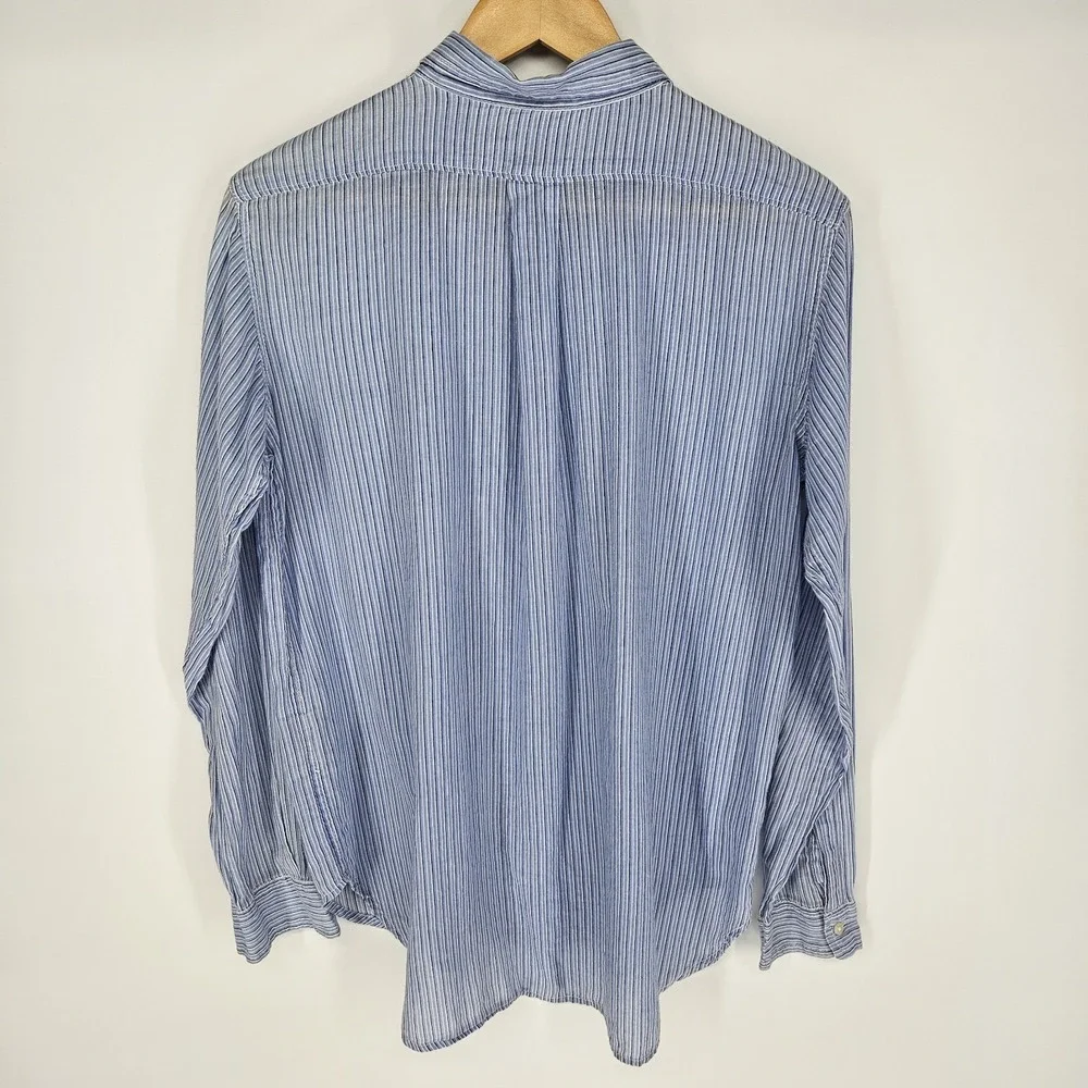 Denim & Supply Ralph Lauren Blue Womens Button Up Shirt Stripe Lightweight Large - Picture 4 of 6